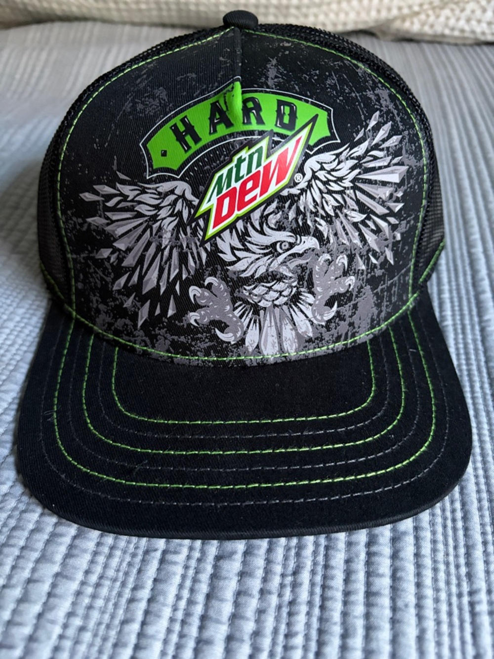 Source Unknown Black & Green Mtn Dew Graphic Trucker Hat